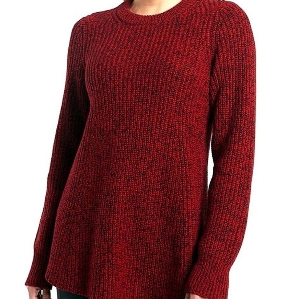 Athleta Sierra Crew Sweater Candy Red Marble XL